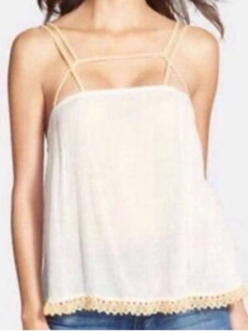 Intimately Free People Gauzy Strappy Tank Top Size Medium Rayon Summer Beach